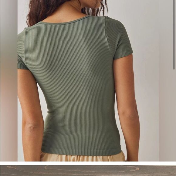 NWT Free People XYZ Recycled Baby Tee Green XL - Picture 2 of 6